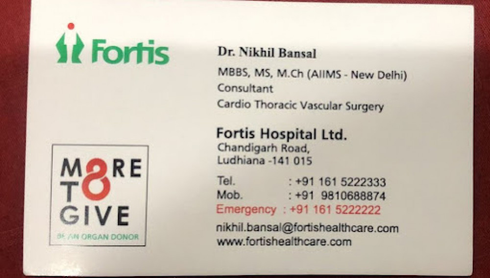 Dr. Nikhil Bansal - Best Cardiac Surgeon