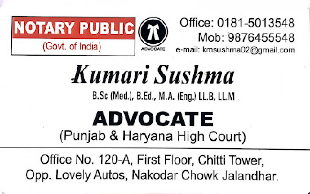 Notary Public-Kumari Sushma Advocate